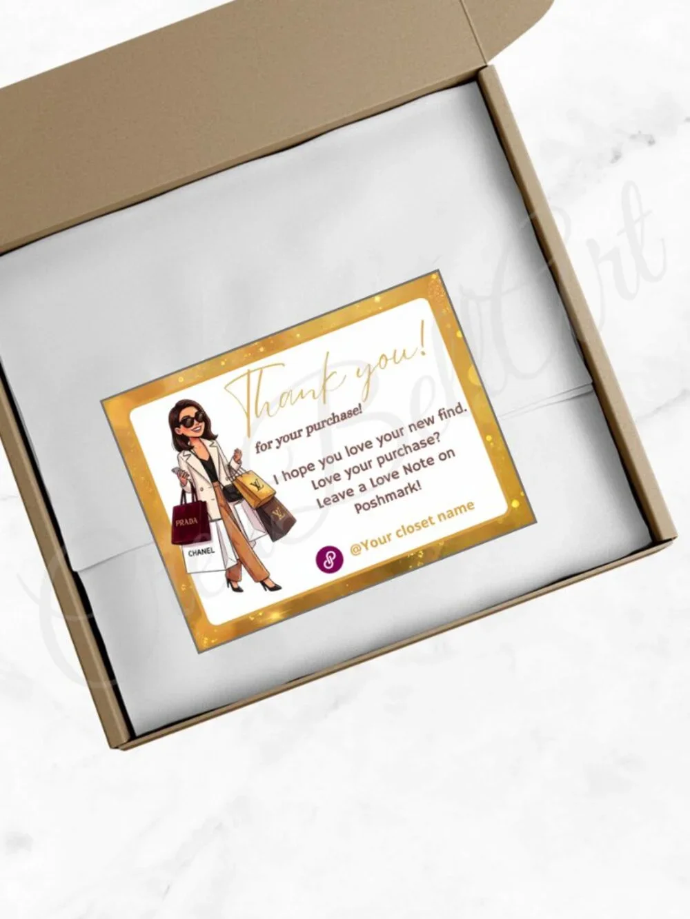 100 Personalized Fashion Thank You Cards Small Business, 4×3 in